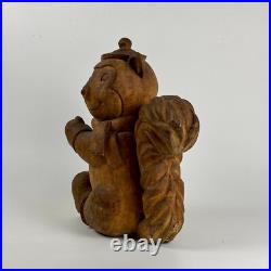 Large Vintage Hand Carved Wood Squirrel Mascot Sculpture, Early 20th Century
