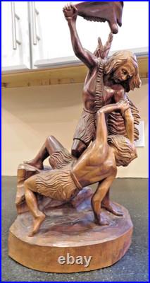 Large Vintage Hand Carved Wooden Sculpture Samson and The Philistines 19