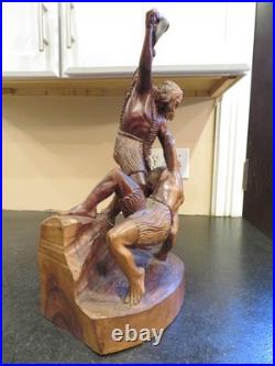 Large Vintage Hand Carved Wooden Sculpture Samson and The Philistines 19