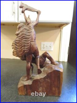 Large Vintage Hand Carved Wooden Sculpture Samson and The Philistines 19