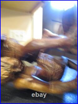 Large Vintage Hand Carved Wooden Sculpture Samson and The Philistines 19