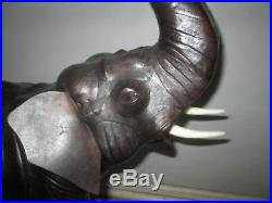 Large Vintage Leather Elephant Figurine Statue Sculpture FREE SHIPPING
