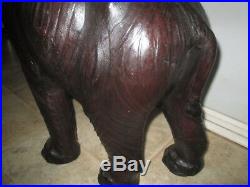 Large Vintage Leather Elephant Figurine Statue Sculpture FREE SHIPPING
