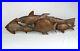 Large Vintage MCM School of Fish Carved Wood Sculpture Free Standing or Wall Art