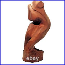 Large Vintage Mid Century Wood abstract Carved naked Woman sculpture Breasts 18