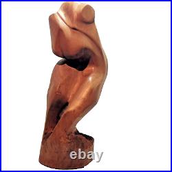 Large Vintage Mid Century Wood abstract Carved naked Woman sculpture Breasts 18