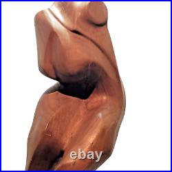 Large Vintage Mid Century Wood abstract Carved naked Woman sculpture Breasts 18