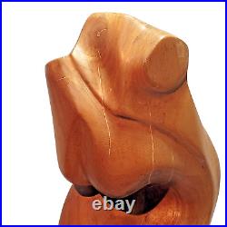 Large Vintage Mid Century Wood abstract Carved naked Woman sculpture Breasts 18