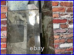 Large Vintage Style Antiqued Mirrored Obelisk Sculpture Wood Base Decorative