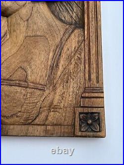 Large Wood Sculpture Portrait After Holbein Vintage Signed Carving Iconic 27