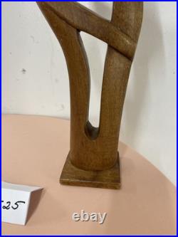Large vintage hand carved abstract contemporary wood figural sculpture 20 Tall