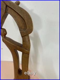 Large vintage hand carved abstract contemporary wood figural sculpture 20 Tall