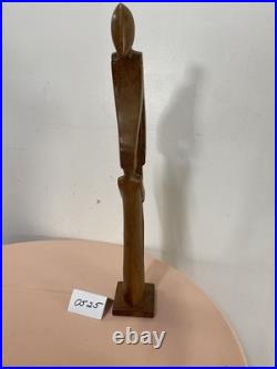 Large vintage hand carved abstract contemporary wood figural sculpture 20 Tall