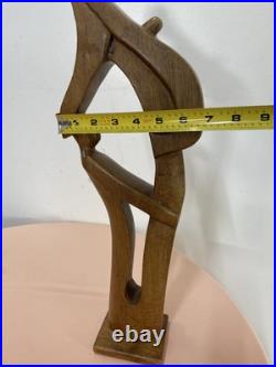 Large vintage hand carved abstract contemporary wood figural sculpture 20 Tall