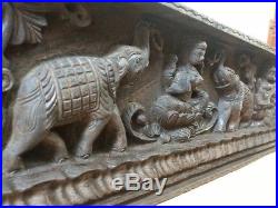 Lekshmi Wooden Vintage Wall Panel Ganesh Saraswati Elephant Sculpture Statue