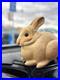 Leo Koppy Vintage Wood Rabbit Figurine Carving Sculpture with Glass Eyes Signed