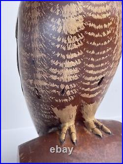 Leo Koppy Wood Sculpture Owl Bird Statue Listed Artist Carving Vintage Older