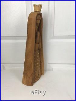 Leo Salazar Taos New Mexico Rare Holy Religious Wood Carving Sculpture vtg 1989