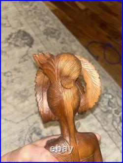 Lg Vintage Balinese Lady in Native Dress, Hand-Carved Wood Sculpture