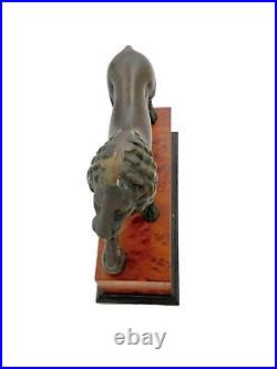 Lion Bronze Statue on Burl-wood Base Italian Medici Style Vintage Elegant Decor