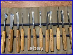 Lot Of 12 Vintage Swiss Made Wood Carving Tools Gouges Chisels