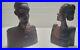 Lot Of 2 Vintage Handcarved wooden bust sculpture African black female /Male