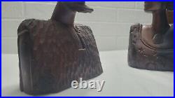 Lot Of 2 Vintage Handcarved wooden bust sculpture African black female /Male