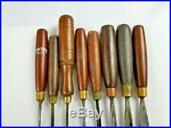 Lot Of 8 Vintage Wood Carving Tools. A Good Set. Good Makers. Uk Steel Hardwood