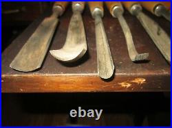 Lot Of 9 Vintage Buck Bros Brothers Wood Carving Chisels Woodcarving Tools