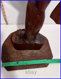 Lovely Large Vintage Asian Balinese Wood Carving Sculpture Woman 42 Inches Tall