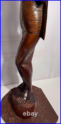 Lovely Large Vintage Asian Balinese Wood Carving Sculpture Woman 42 Inches Tall