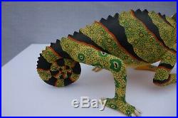 Luis Pablo Oaxacan Wood Carving Amazing Horned Chameleon Euc Vintage Alebrije