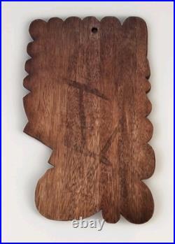 Luis Potosi Wood Carving Plaque 1995 Ecuador Abstract Musical Mask Art Vintage