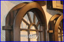 Luxe Solid Oak Wood Window Wall Sculpture Arch Curved Antique Style 33 Panel