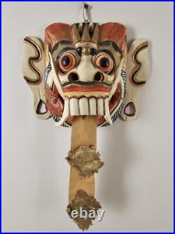 MASK Antique VTG Hand Carved Thai Ceremonial Wood Mask 14x10 Painted Asia Mask