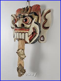 MASK Antique VTG Hand Carved Thai Ceremonial Wood Mask 14x10 Painted Asia Mask