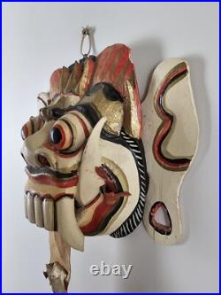 MASK Antique VTG Hand Carved Thai Ceremonial Wood Mask 14x10 Painted Asia Mask