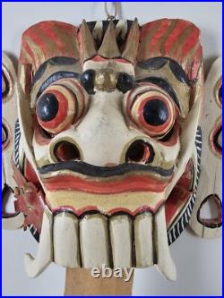 MASK Antique VTG Hand Carved Thai Ceremonial Wood Mask 14x10 Painted Asia Mask