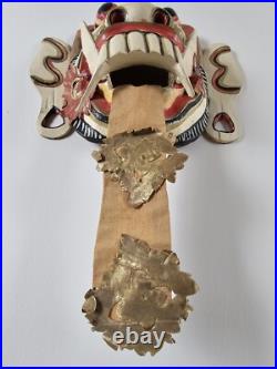 MASK Antique VTG Hand Carved Thai Ceremonial Wood Mask 14x10 Painted Asia Mask