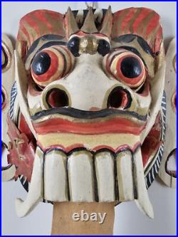 MASK Antique VTG Hand Carved Thai Ceremonial Wood Mask 14x10 Painted Asia Mask