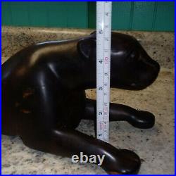MCM Vintage Solid Wood Carved Big Cat Jaguar Panther Statue Figure Teak Heavy