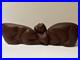MID Century Cat Kitten Sculpture Large Wood Carving Vintage 1950's Modernist