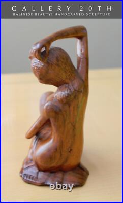 MID Century! Handcarved Wood Balinese Beauty Sculpture! Vtg Nude Statue 60s Girl