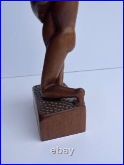 MID Century Sculpture Vintage Wood Carving Modernism Signed R 1960's Embrace MID Century Sculpture Vintage Wood Carving Modernism Signed R 1960's Embrace