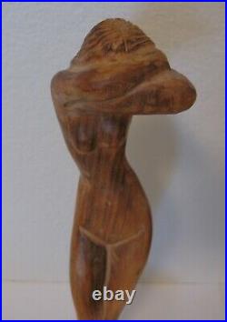 MID Century Vintage Sculpture Wood Carving Female Nude Abstract Unusual Modern