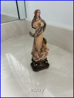 Madonna And Cherubs Wood Sculpture ANRI Italy Figurine Vintage 8.5
