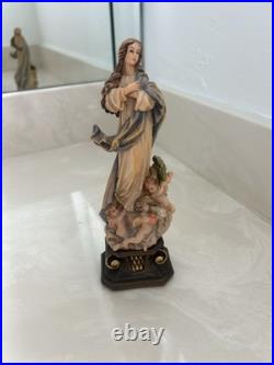 Madonna And Cherubs Wood Sculpture ANRI Italy Figurine Vintage 8.5
