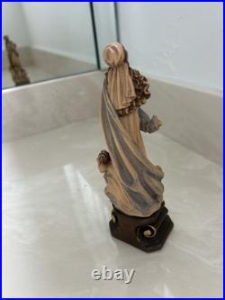 Madonna And Cherubs Wood Sculpture ANRI Italy Figurine Vintage 8.5