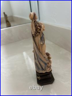 Madonna And Cherubs Wood Sculpture ANRI Italy Figurine Vintage 8.5