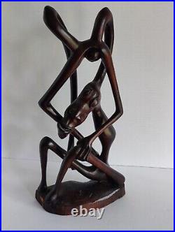 Makonde Art Sculpture Art Hand Carved Wooden Sculpture Vintage Mid Century